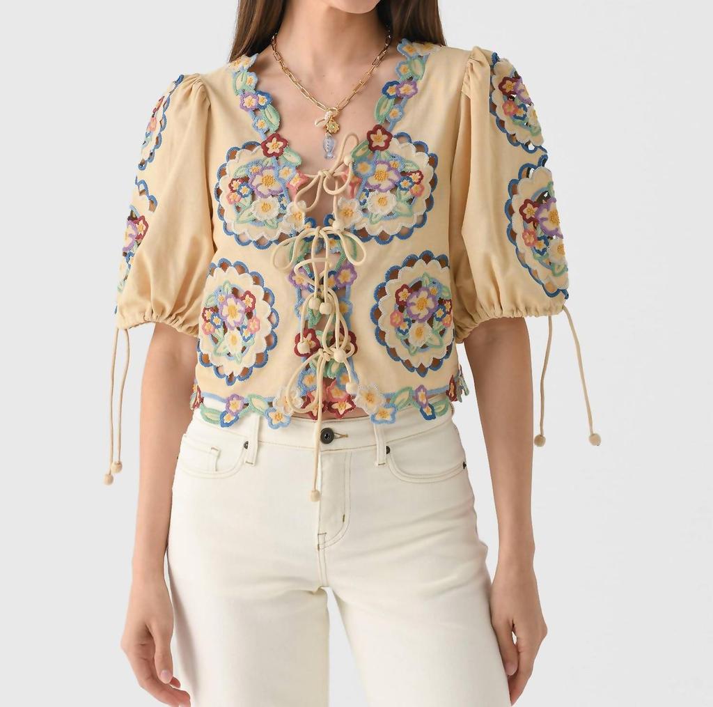 Sea Sea - Melinda Embroidery Short Sleeve Top