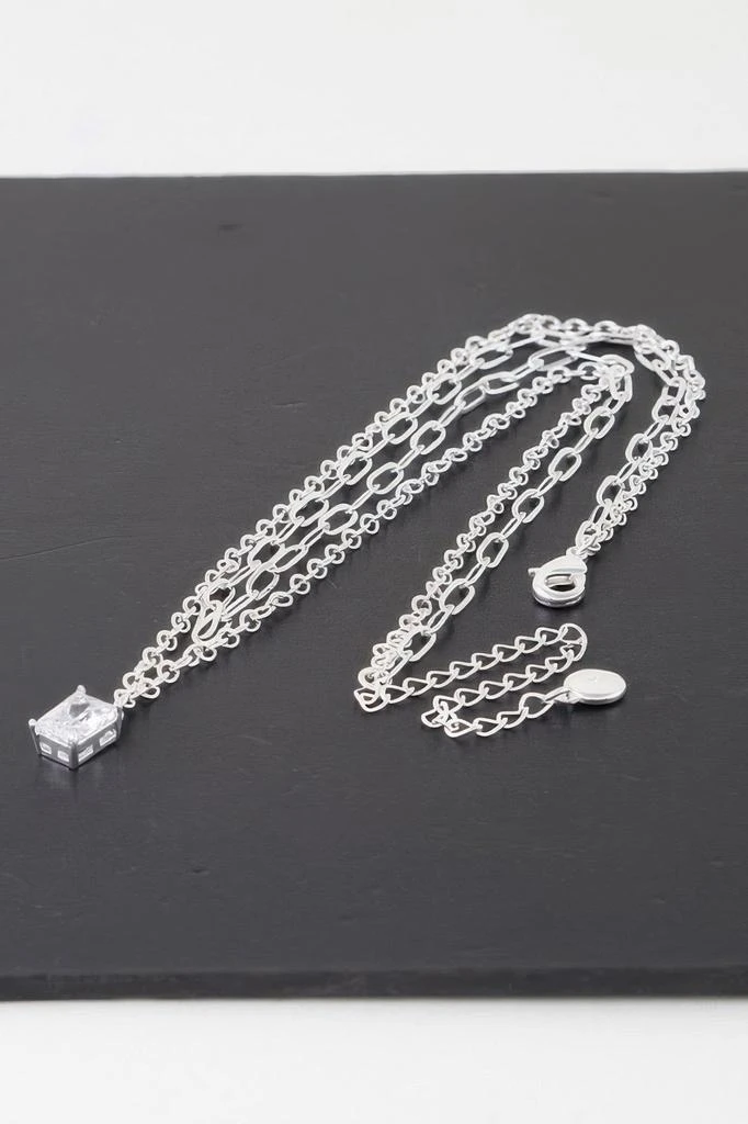 TRUEDAMES Double Cubic Crystal Chain Necklace 3