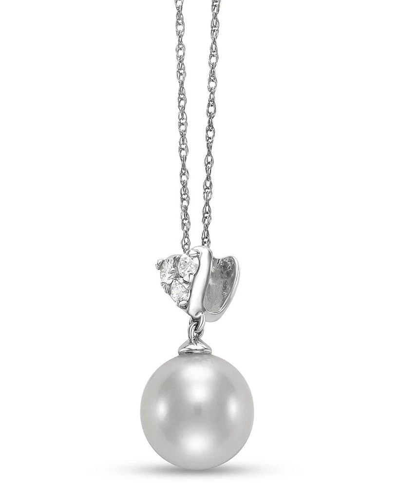 Bloomingdale
s Fine Collection Freshwater Pearl 
Diamond Heart Pendant Necklace in 14K White Gold, 16-18" 2