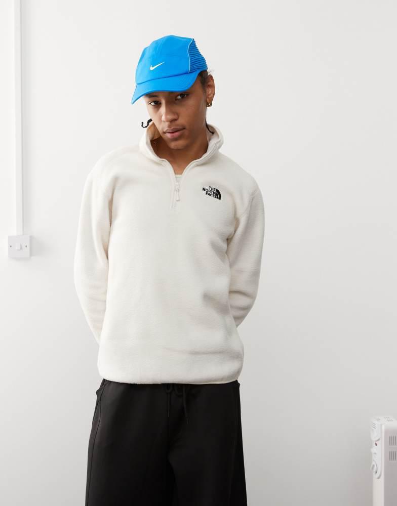 The North Face The North Face Shispare 1/4 zip logo fleece in off white exclusive to ASOS