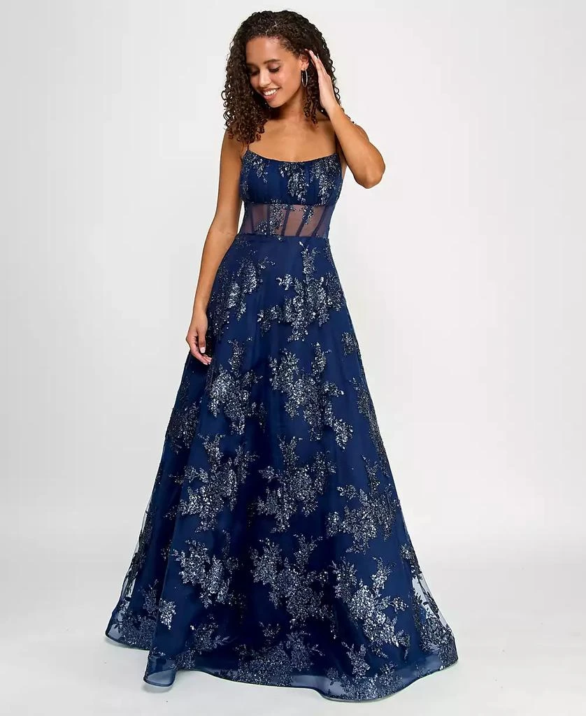 B Darlin Juniors' Sequin Glitter Embellished Sleeveless Ball Gown, Created for Macy's 3