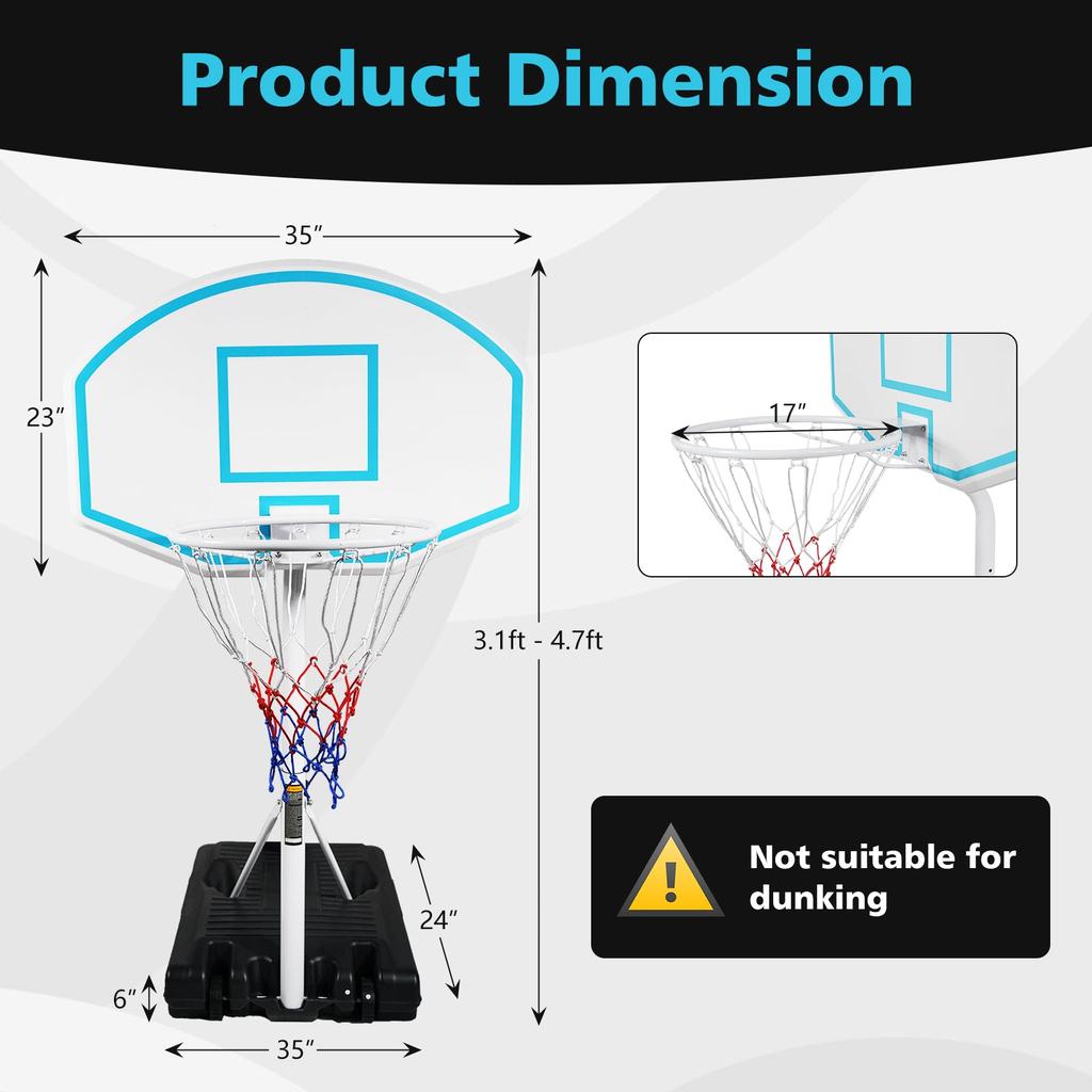 Streamdale Furniture Streamdale Portable Poolside Basketball Hoop System for Endless Summer Fun