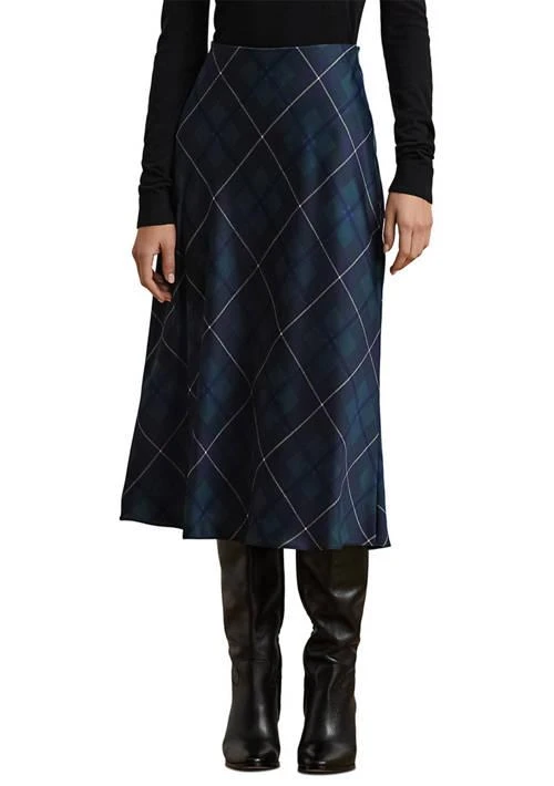 Ralph Lauren Ralph Lauren Plaid Satin Charmeuse Midi Skirt 1