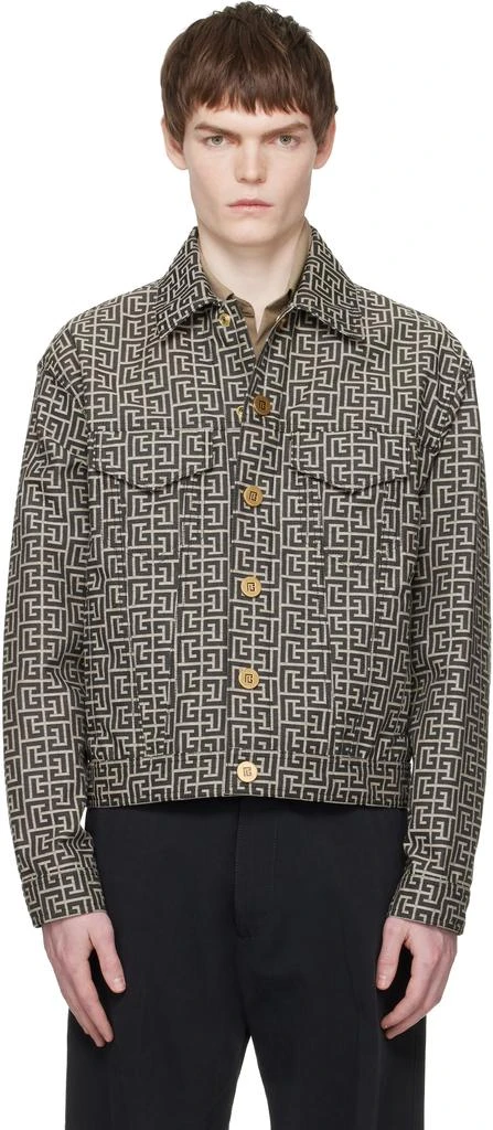 Gray & Black Monogram Jacquard Jacket