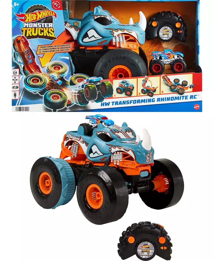 Hot Wheels Monster Trucks HW Changing Rhinomite RC in 1:12 Scale with 1:64 Scale Toy Truck 1