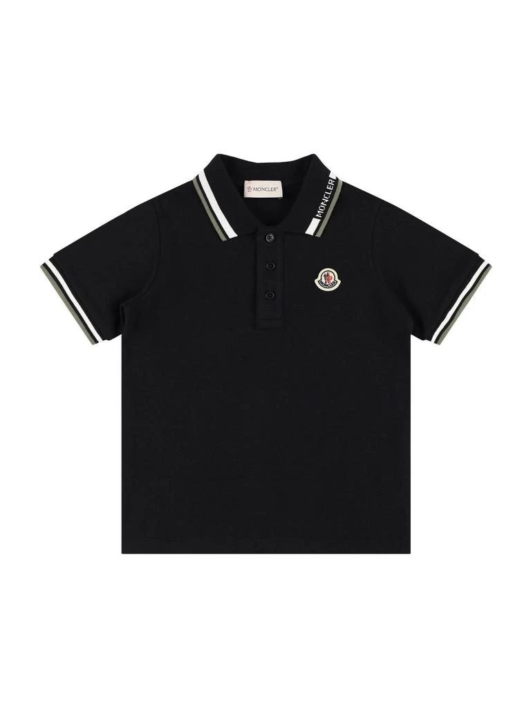 Moncler Tricolour Trimmed Cotton Polo Shirt 1