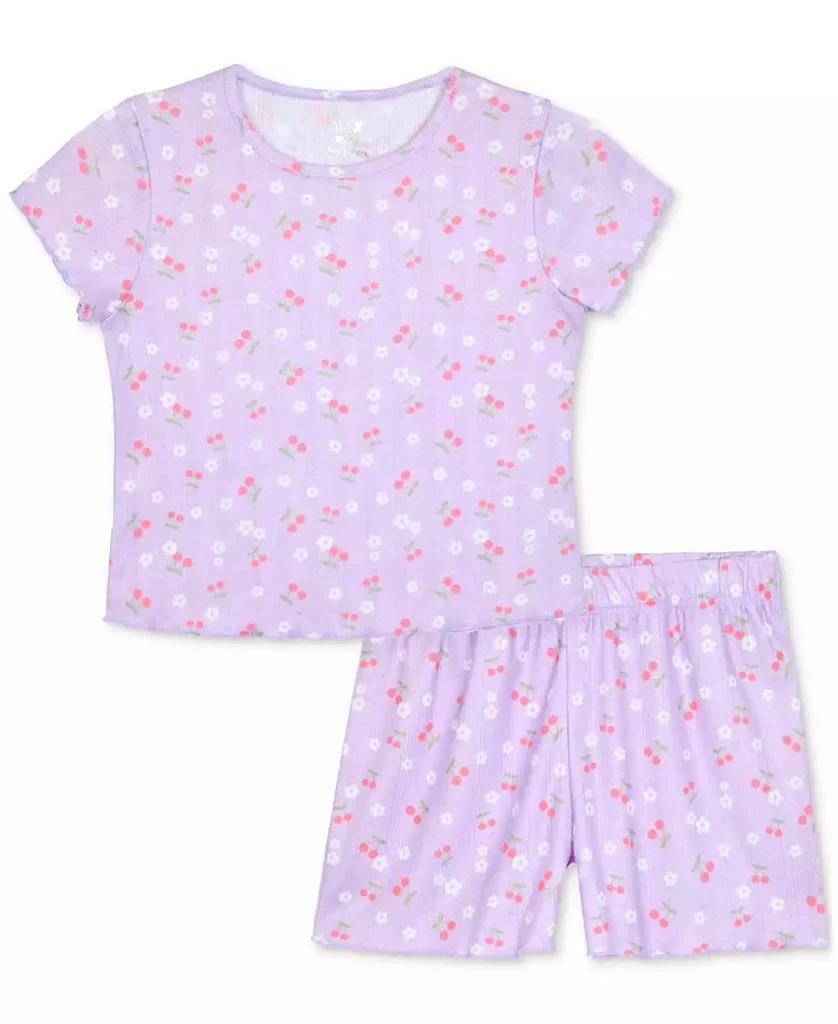 Max & Olivia Big Girls Pointelle Cherry-Print Shorts Pajama Set 1