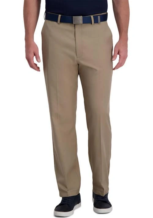 Haggar Mens Cool Right Performance Flex Solid Classic Fit Flat Front Pants 1