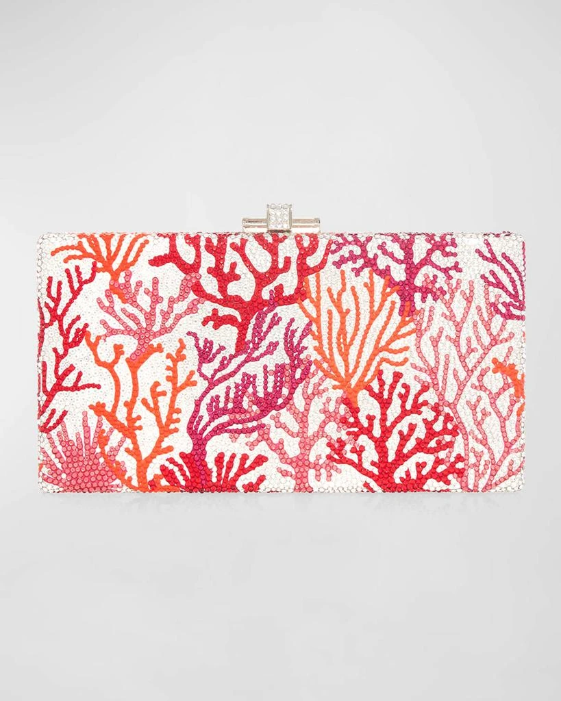 Judith Leiber Sleek Rectangle Rare Coral Clutch Bag 1