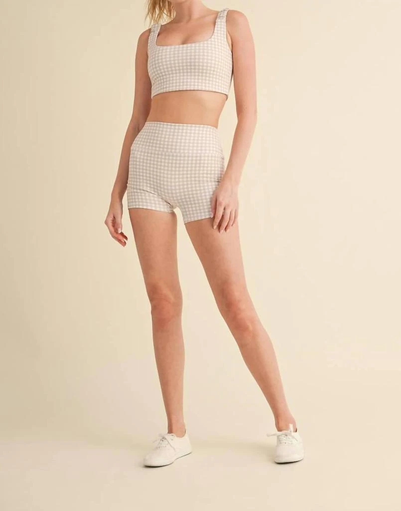 Kimberly C Kimberly C - Gingham Print Ruched Bra Top And Shorts Set 8