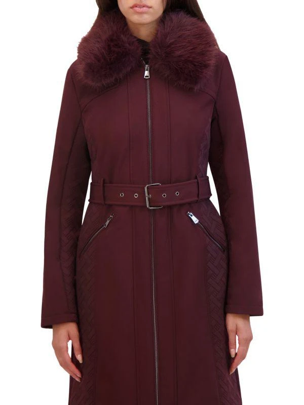 Kenneth Cole Belted Faux Fur Coat 4