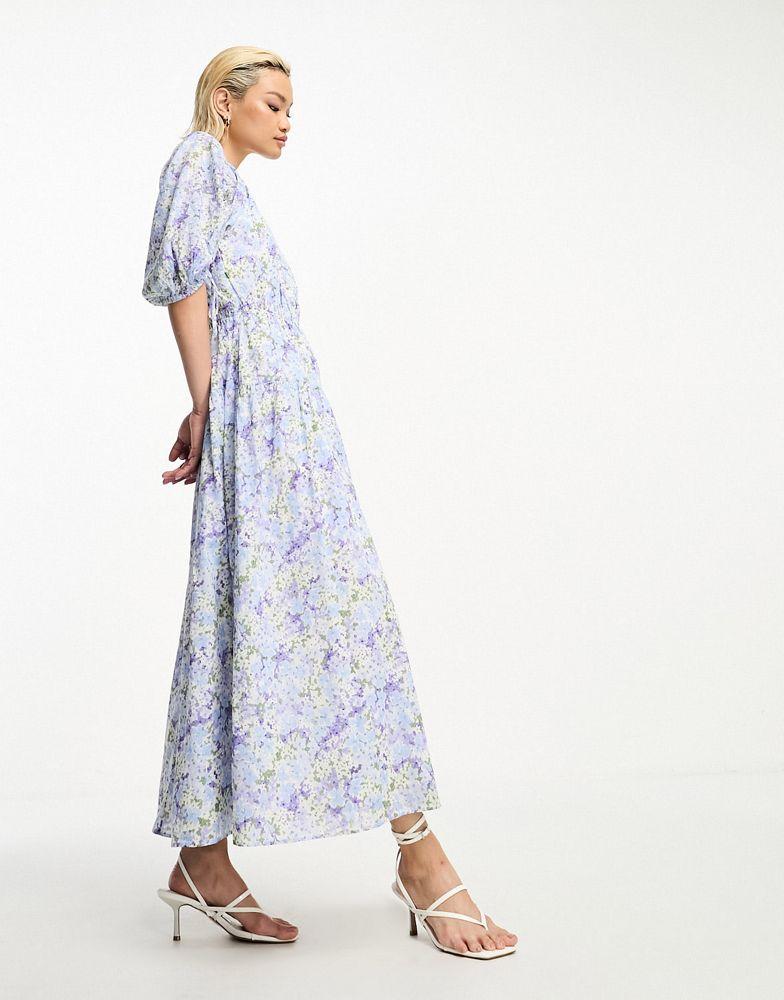 & Other Stories & Other Stories gather sleeve midaxi dress in blue floral