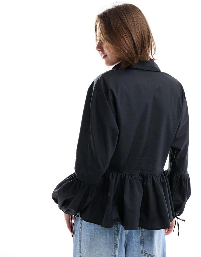 ASOS ASOS DESIGN dropped waist peplum shirt in black 2