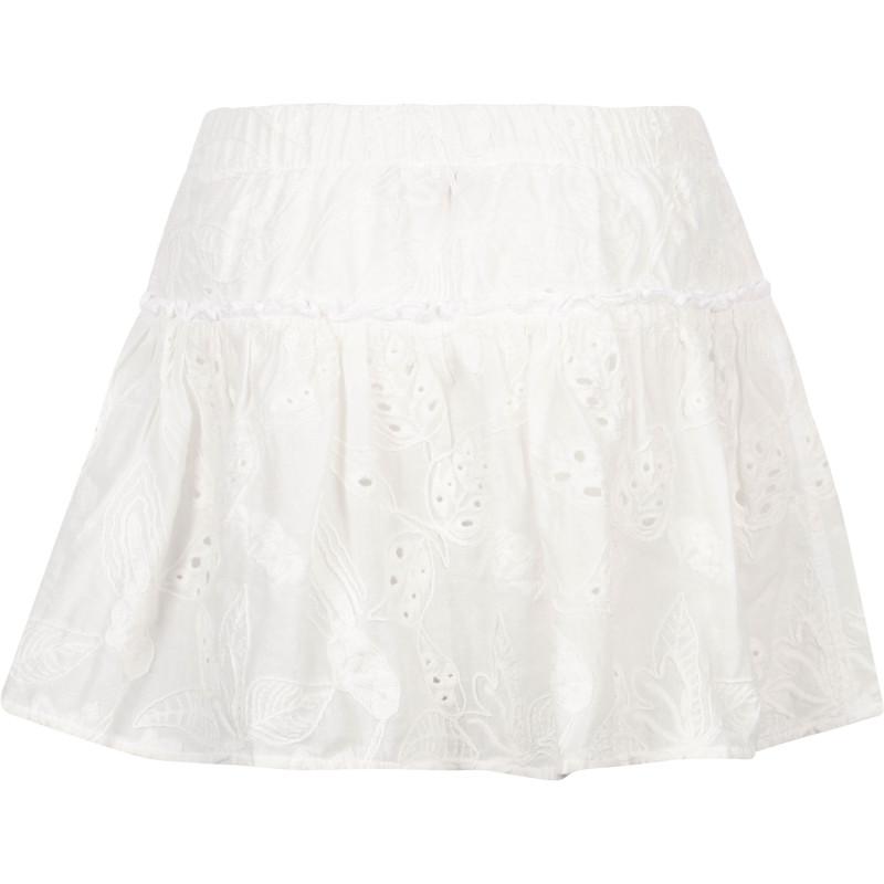 Devotion Embroidered perforated skirt in white