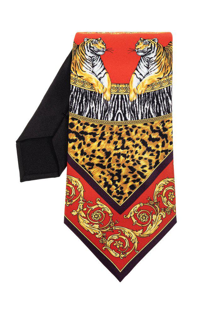 Versace Versace Leopard Printed Tie
