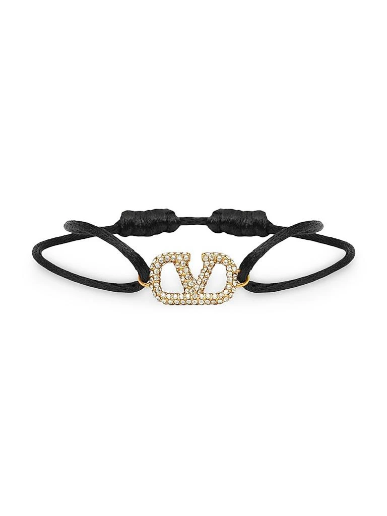 Valentino Vlogo Signature Bracelet in Cotton and Swarovski Crystals