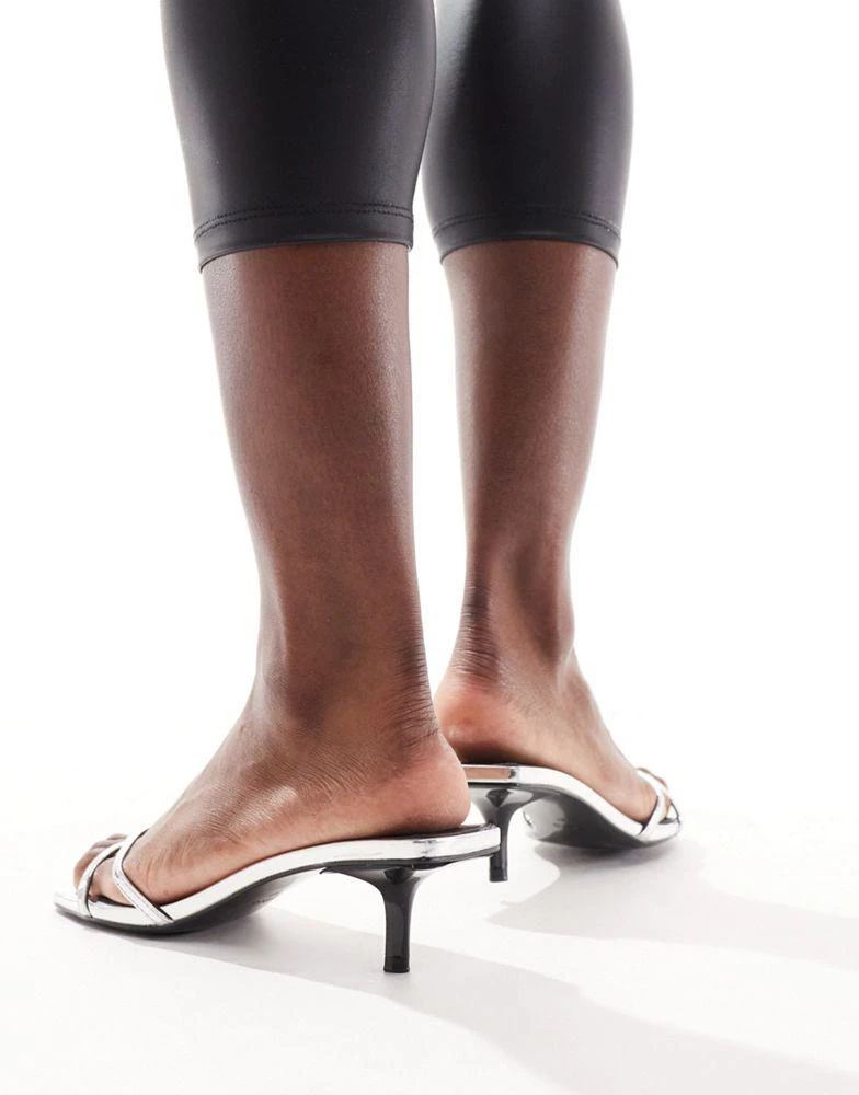 Mango Mango strappy heeled mule in silver 3