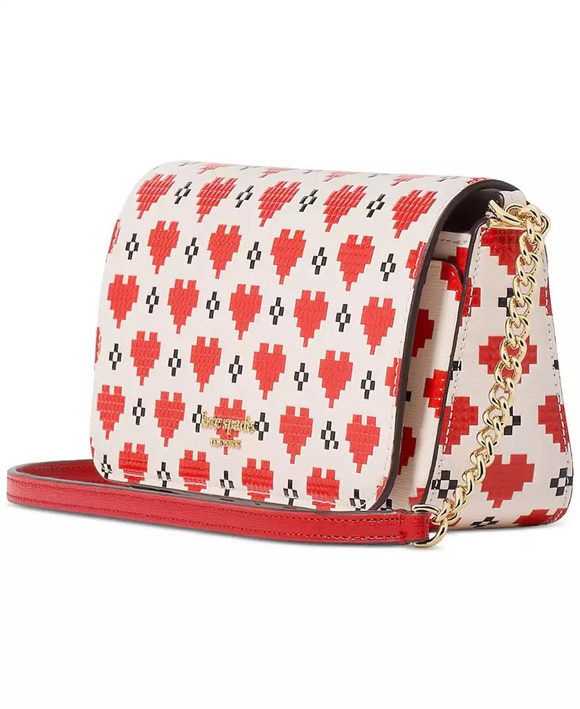 Kate Spade Devin Pixel Heart Embossed Saffiano Leather Small Chain Wallet Crossbody