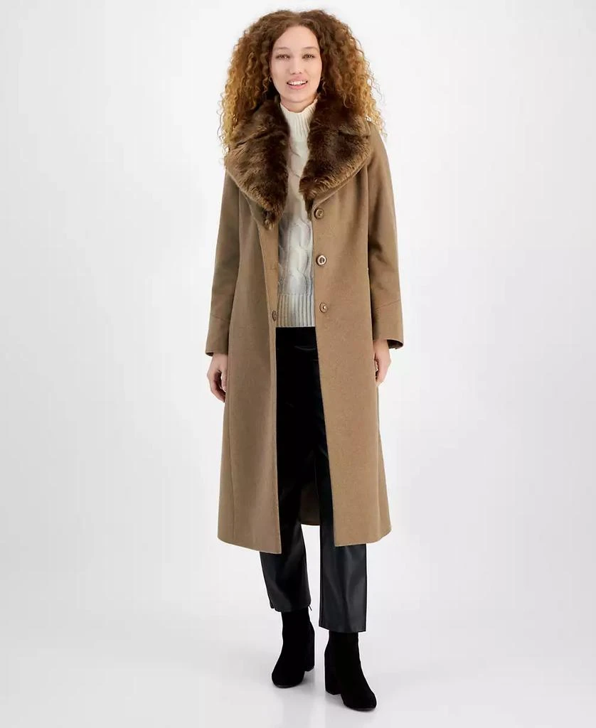 Via Spiga Women's Single-Breasted Faux-Fur-Collar Maxi Coat 1