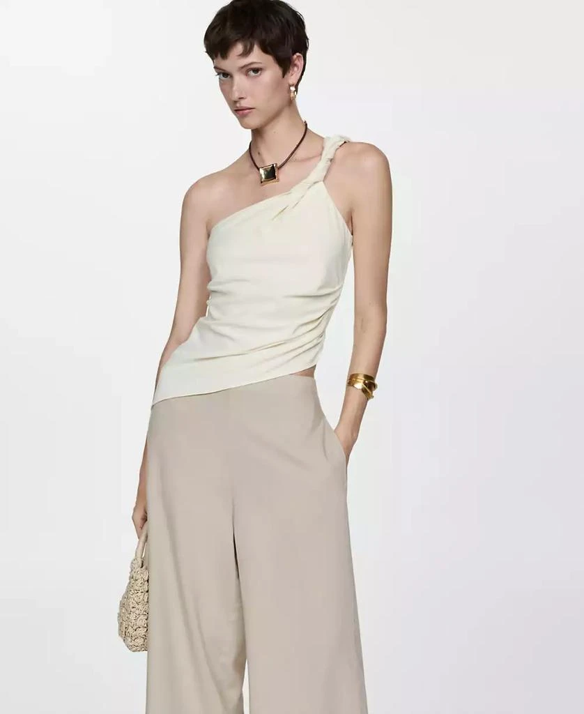 Mango Women's Wide Leg Linen Pants 10