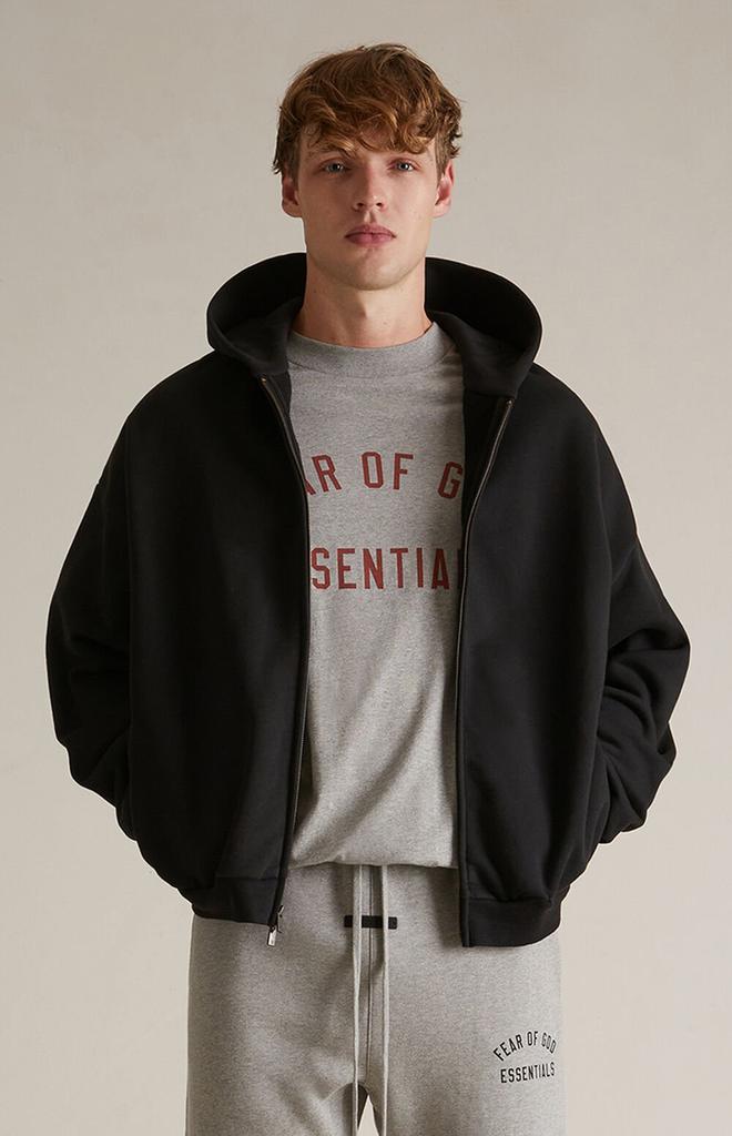 Shop Black Heavy Fleece Full Zip Hoodie on Sale at BeyondStyle