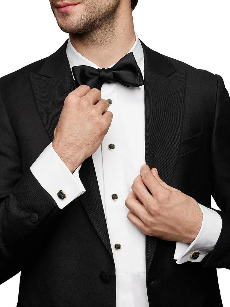 David Yurman Forged Carbon Tuxedo Studs in 18K Yellow Gold 4