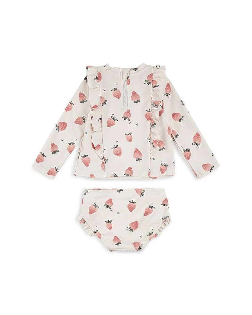 Petit Lem Girls' Strawberry Print Long Sleeved Rash Guard Two Piece Swimsuit - Baby 2