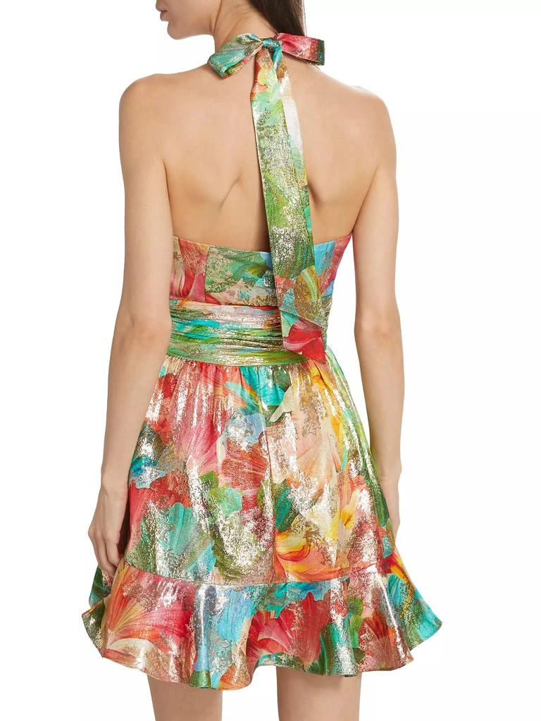 Ramy Brook Reuben Printed Metallic Halterneck Minidress 5