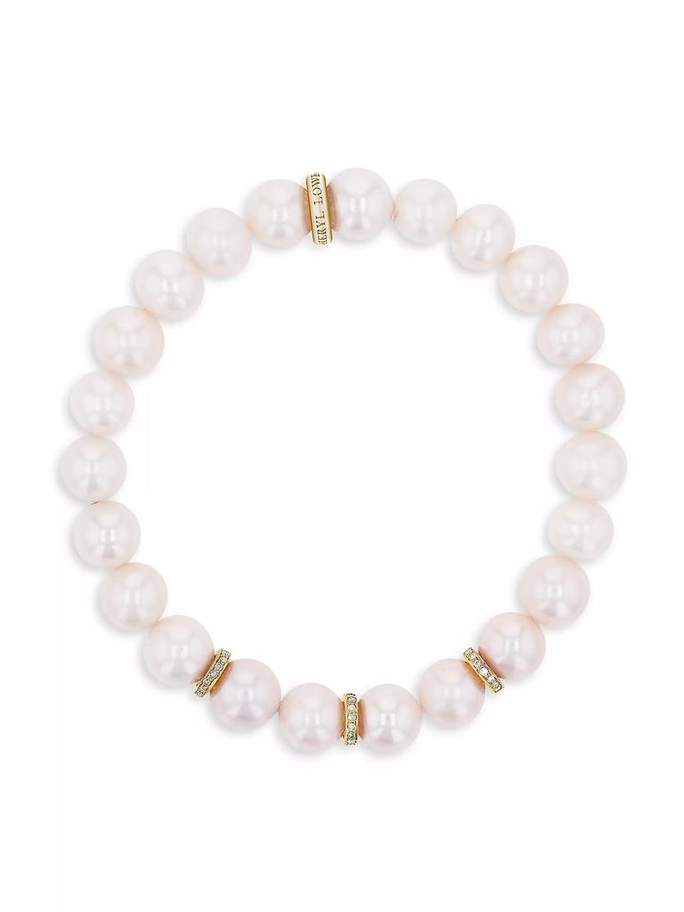 Sheryl Lowe 14K Yellow Gold, Cultured Pearl & 0.15 TCW Diamond Bracelet