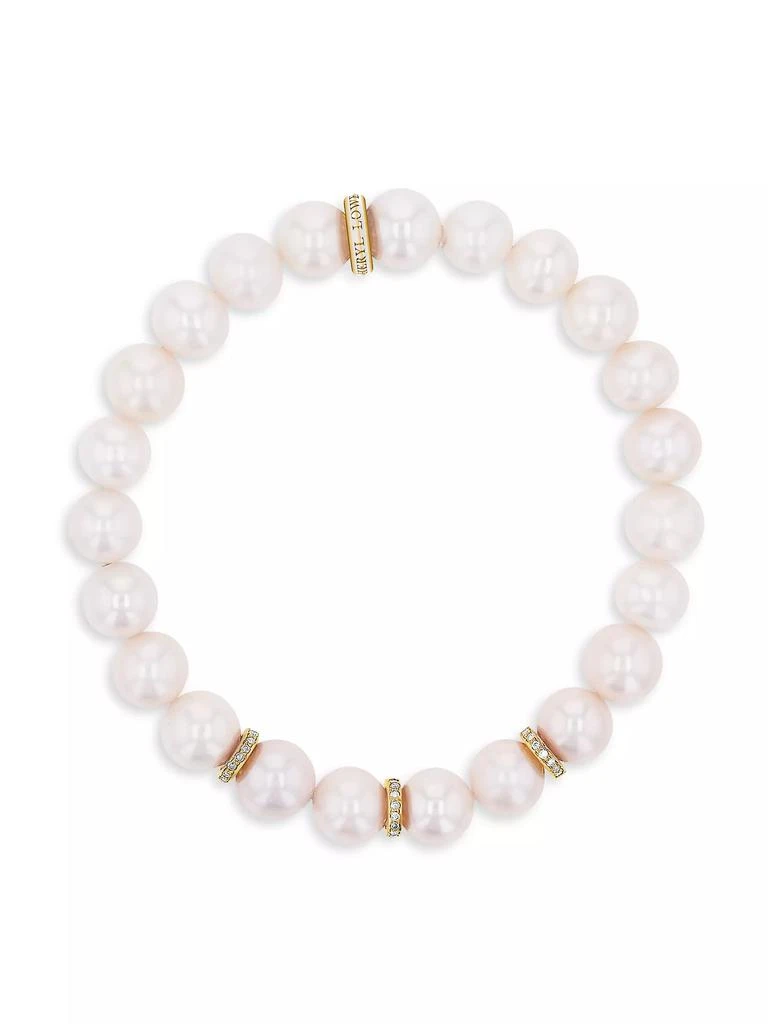 Sheryl Lowe 14K Yellow Gold, Cultured Pearl & 0.15 TCW Diamond Bracelet 2