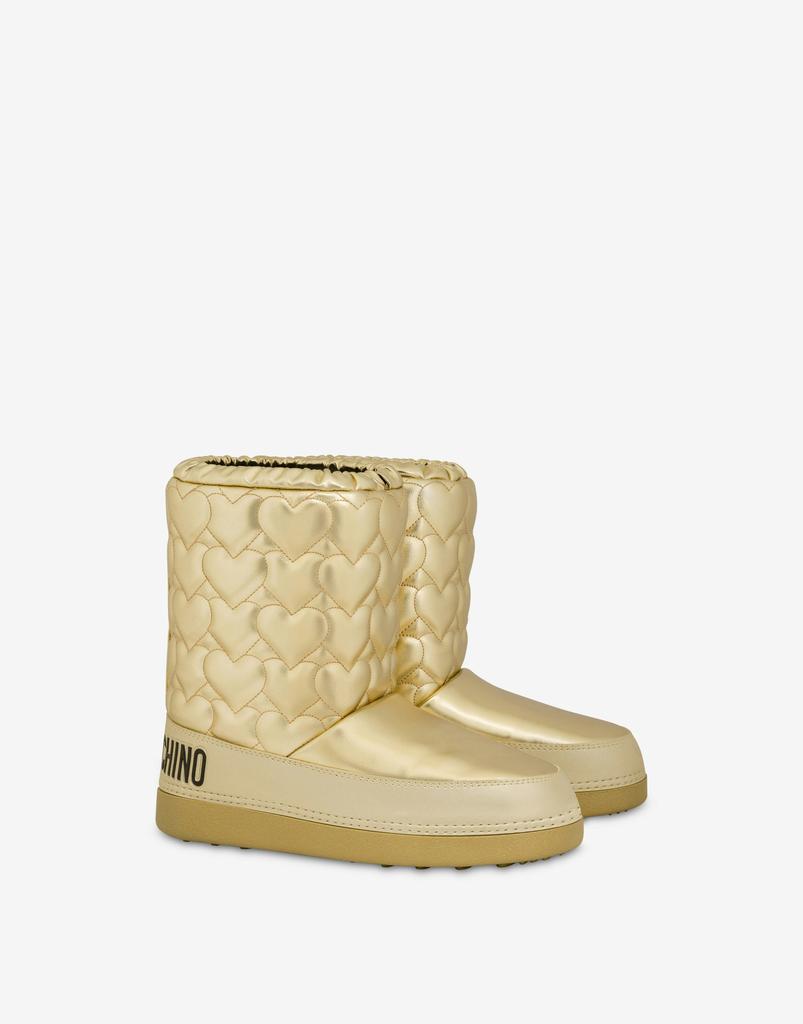 Love Moschino Laminated Quilted Snow Boots Heart