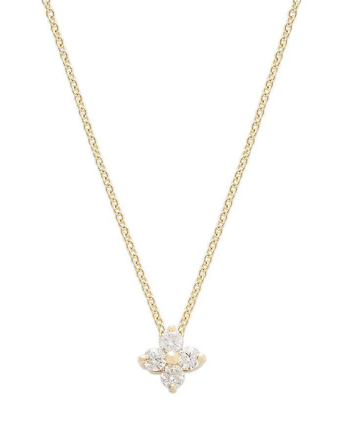 Bloomingdale's Diamond Flower Pendant Necklace in 14K Yellow Gold, 0.25 tcw
