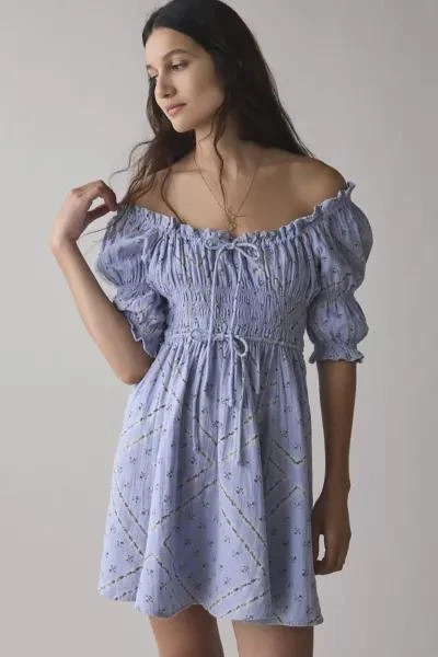 Kimchi Blue Kimchi Blue Sofia Smocked Tie-Front Bow Mini Dress 2