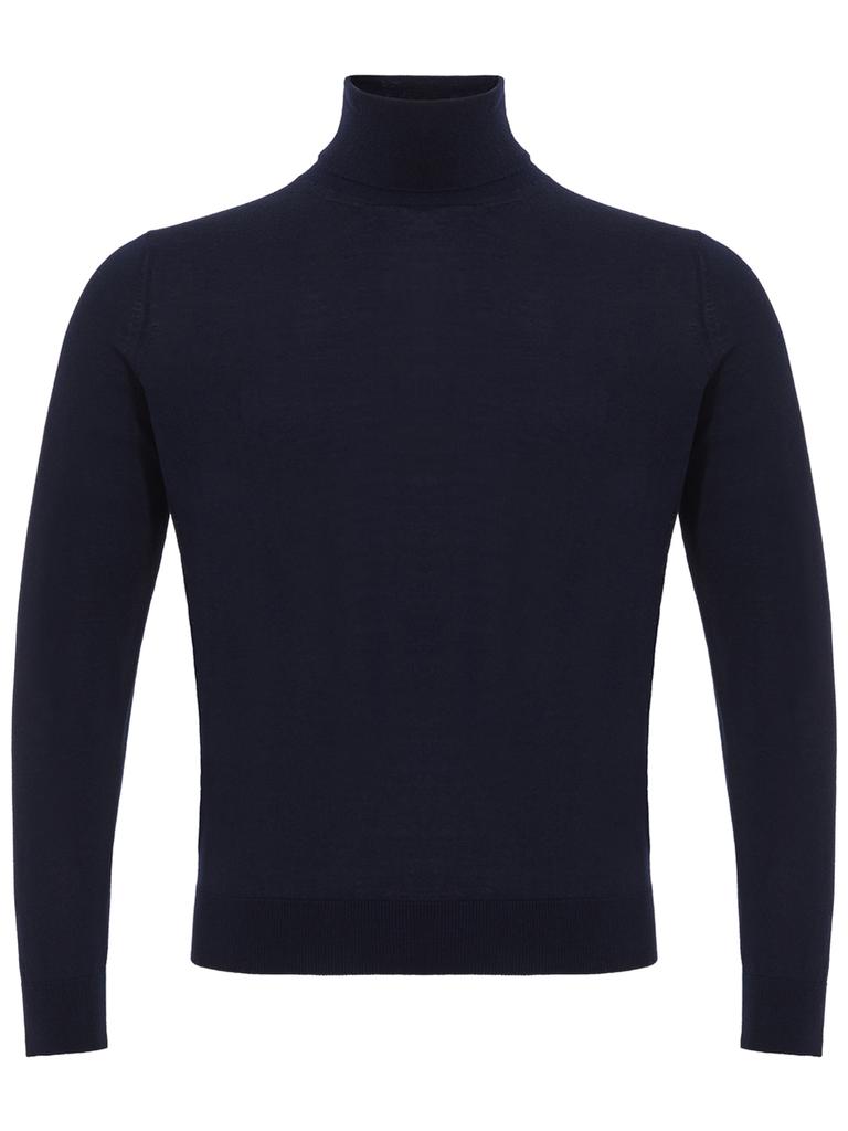 Colombo Navy Blue Cashmere and Silk Turtleneck Colombo