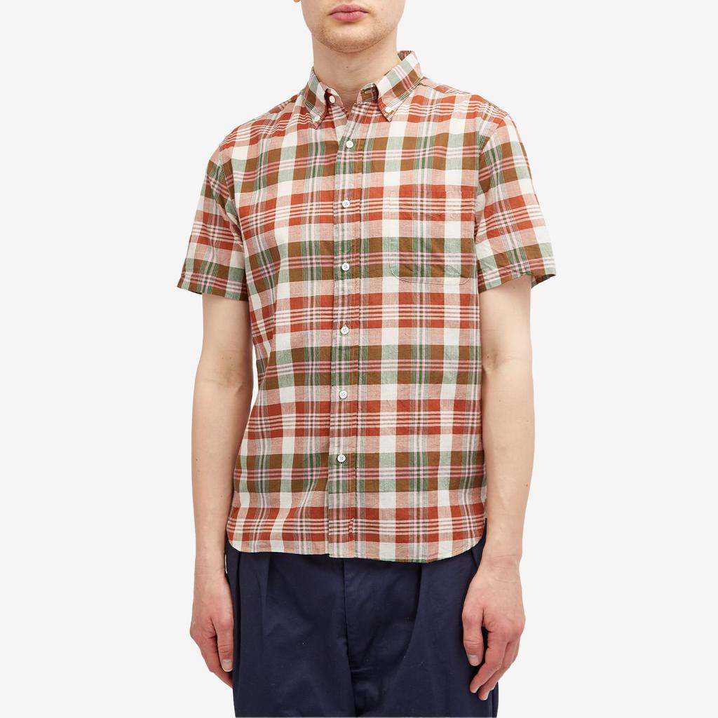 Beams Plus Beams Plus Button Down Short Sleeve Madras Shirt