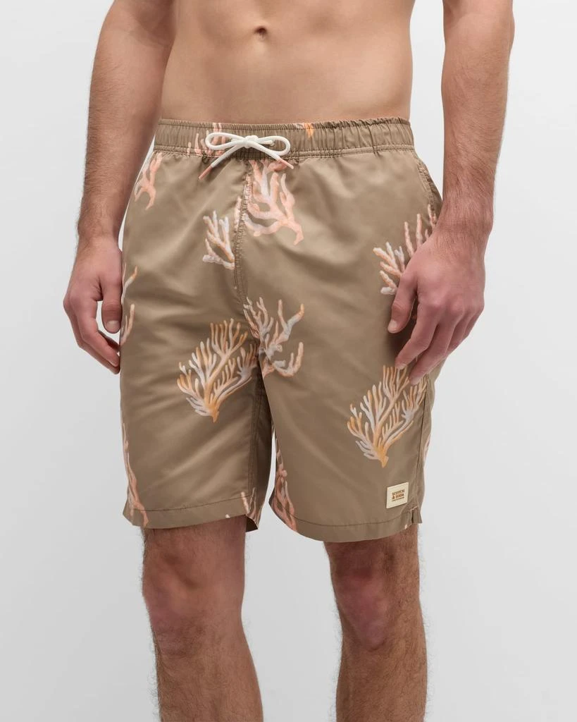 Scotch & Soda Men's Long Coral-Print Swim Shorts 1