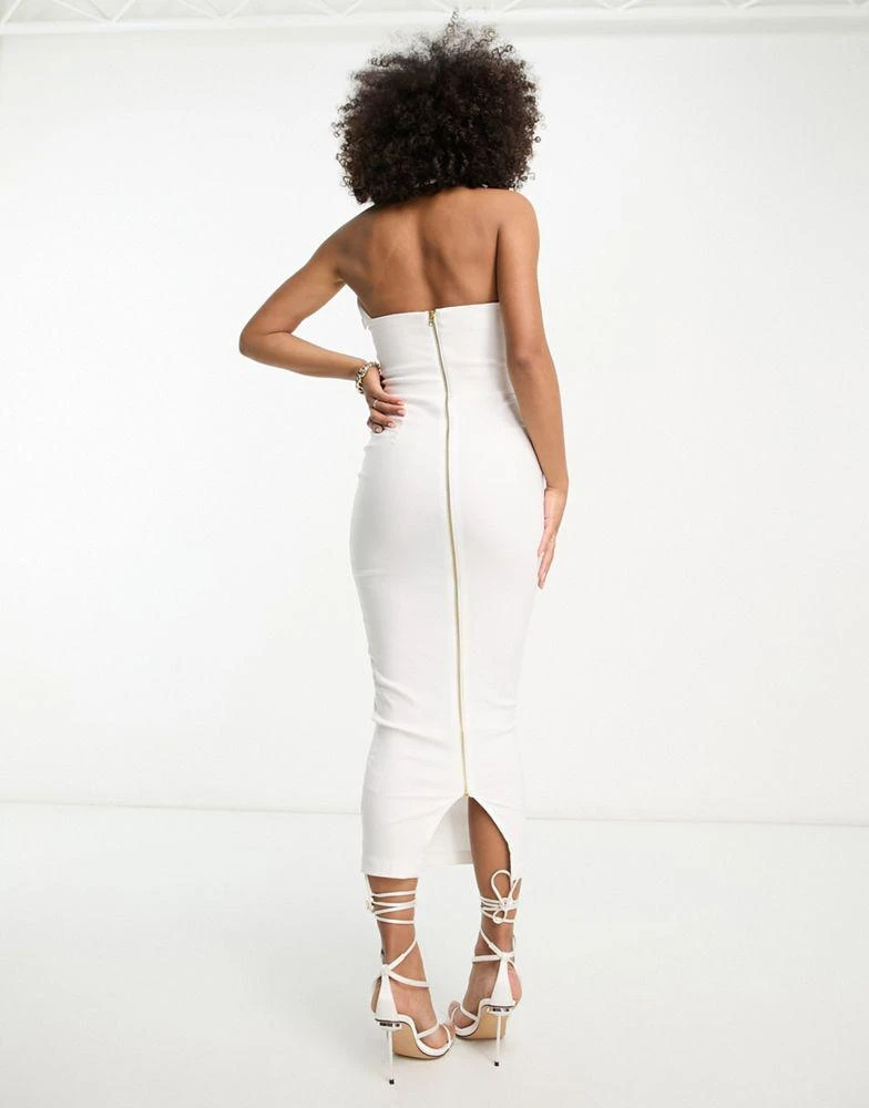 Vesper Vesper bengaline halterneck zip back maxi dress in white 2