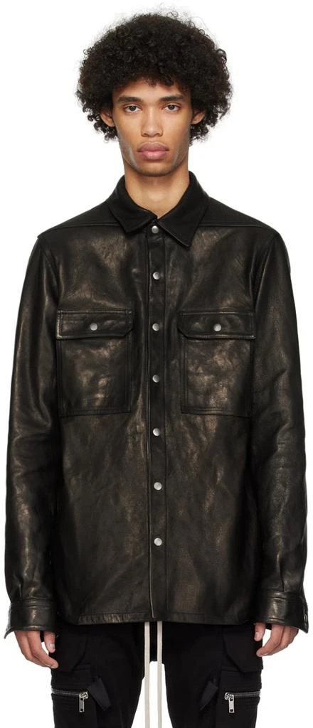 Rick Owens Black Waxed Leather Jacket 1