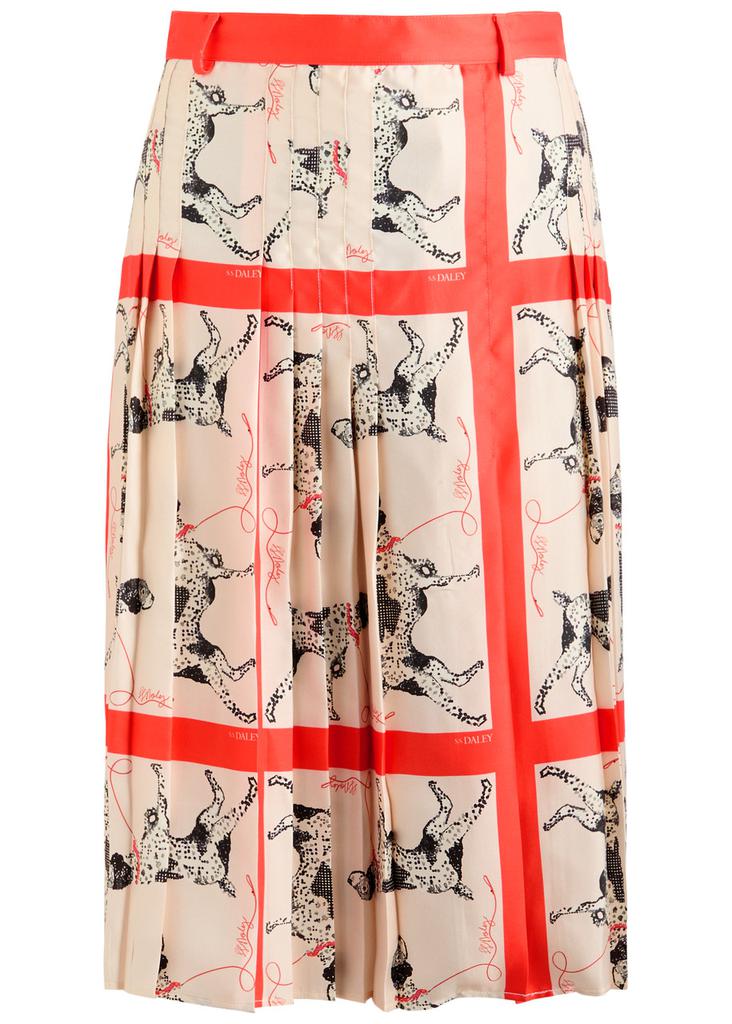 SS DALEY Pointer printed silk midi skirt