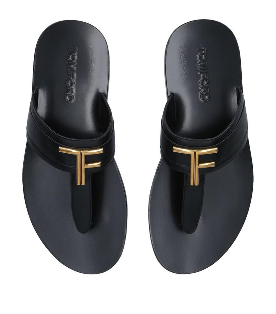 【関税＆送料込み】Tom Ford Brighton Leather Flip Flops Tom Ford Brighton Leather Flip-flops In Black And Gold