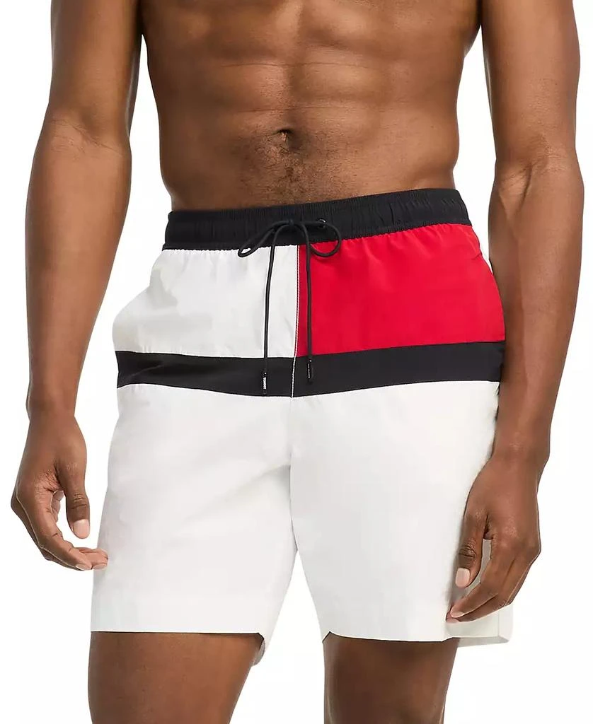 Tommy Hilfiger Men's Long Drawstring Flag 7" Swim Trunks 1