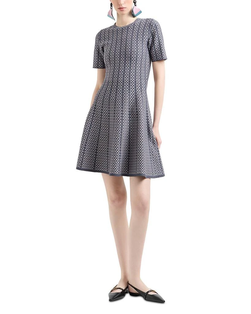 Emporio Armani - Jacquard knit flared dress, Woman, Grey, Size: 40