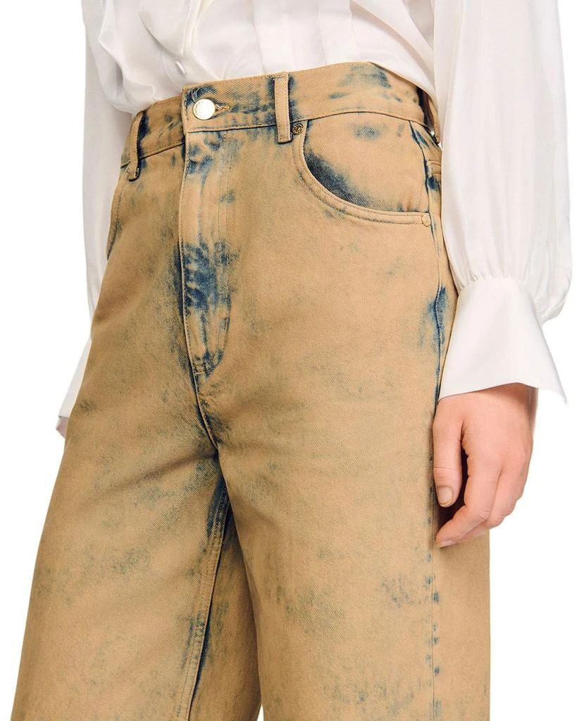 Sandro Faded Wide Leg Jeans in Beige 4