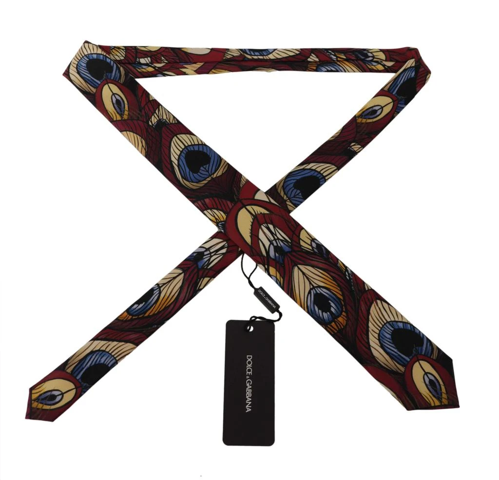 Dolce & Gabbana Dolce & Gabbana Marron Peacock Feather Adjustable Necktie Accessory Tie 3