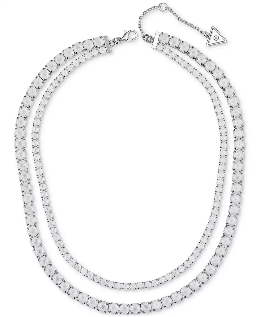 GUESS Silver-Tone Double Crystal Necklace