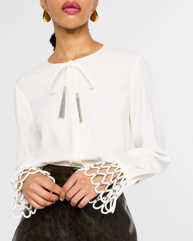 Kobi Halperin Brice Chain-Trim Cutout Cuff Blouse 5