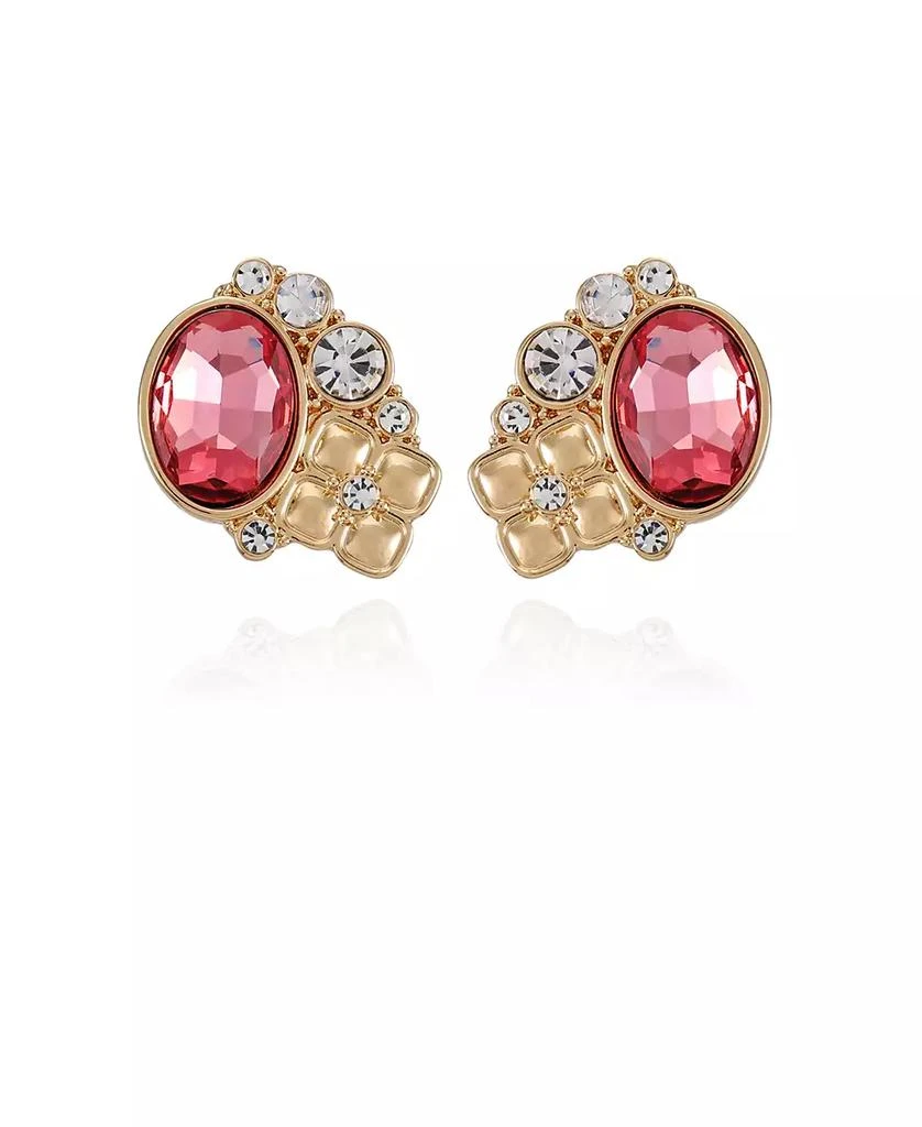 Tahari Gold-Tone Rose Glass Stone Clip On Earrings 1
