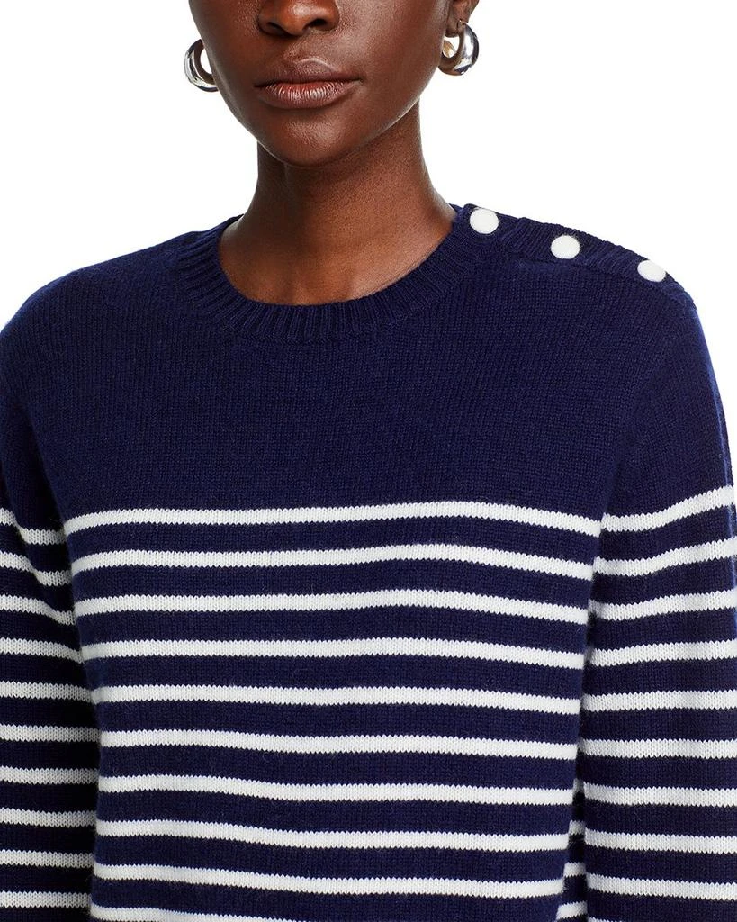 AQUA Button Shoulder Striped Sweater - Exclusive 5