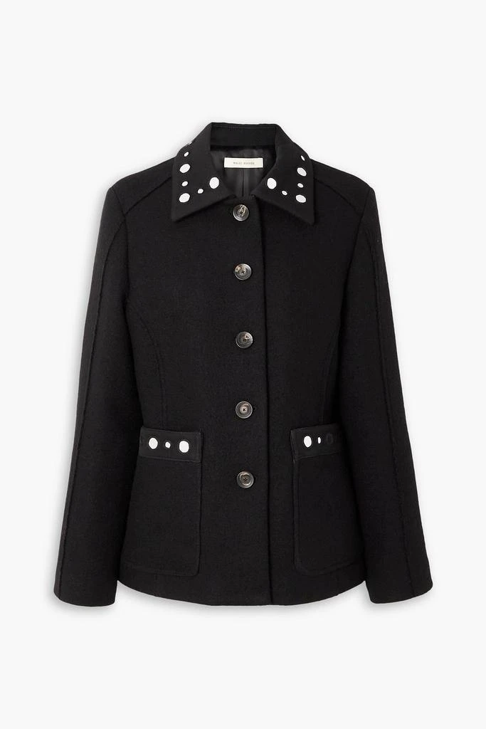 WALES BONNER Mirror-embellished twill-trimmed wool jacket 1