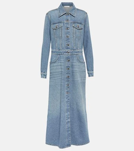 knee length dresses for ladies 45r | Mugihiko Denim Trucker Dress Distressed - Women - L main image 0